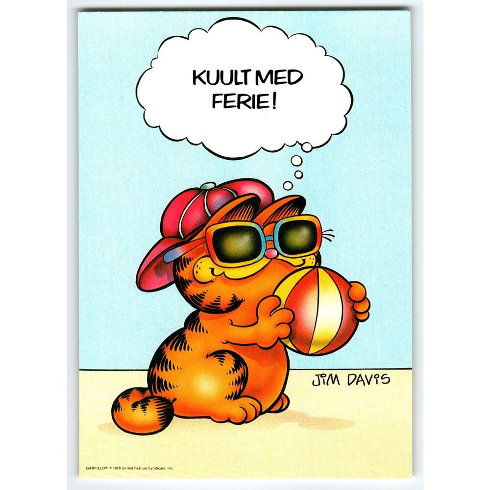 Vintage Garfield Postcard 2004 Jim Davis Beach Ball 'Kuult med ferie!'